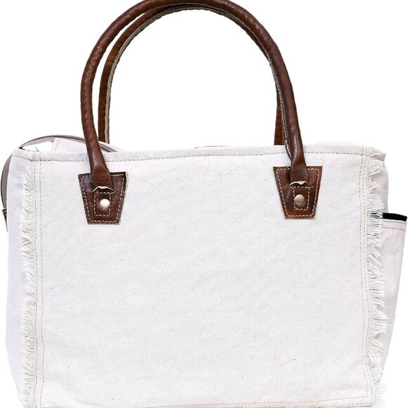 CLA Bags Sel De Mer Upcycled Canvas & Cowhide Tote - Picture 5 of 7